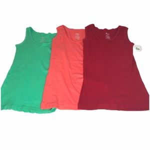 Grip Tank Tops, Green, Peach, Red, Small, 3 Bundle